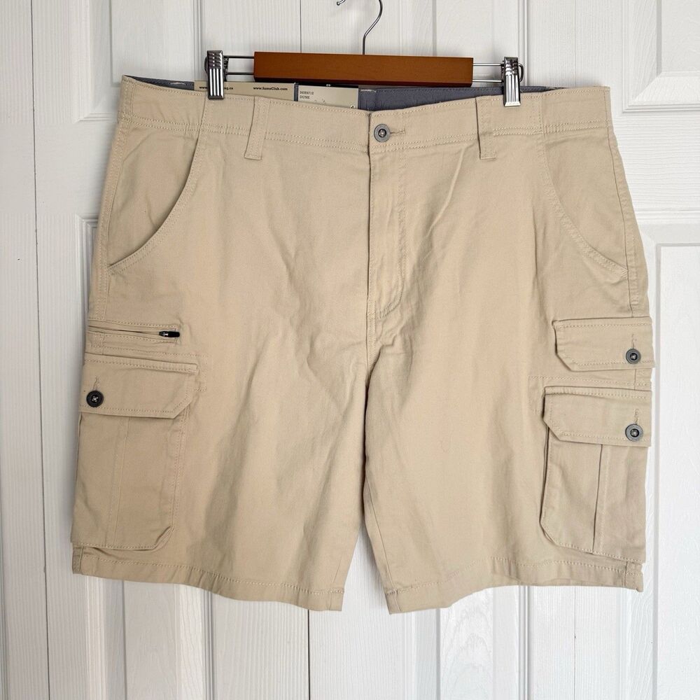 IRON Clothing Co Men's Stretch Twill Multi Pocket Cargo Short Size 40 Beige NWT